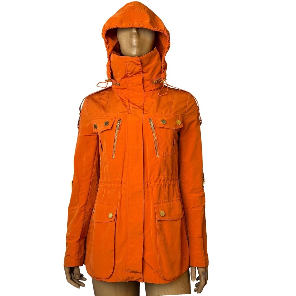 BCBG Max Azria Utility Anorak Jacket Burnt Orange Gold Hardware Gorpcore Medium
